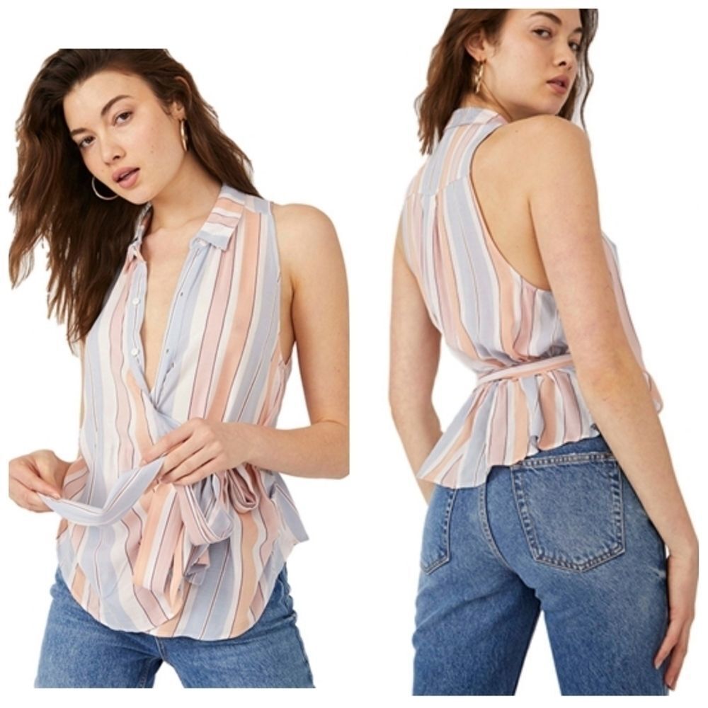 FREE People Mackenzie Wrap Top in ivory combo
